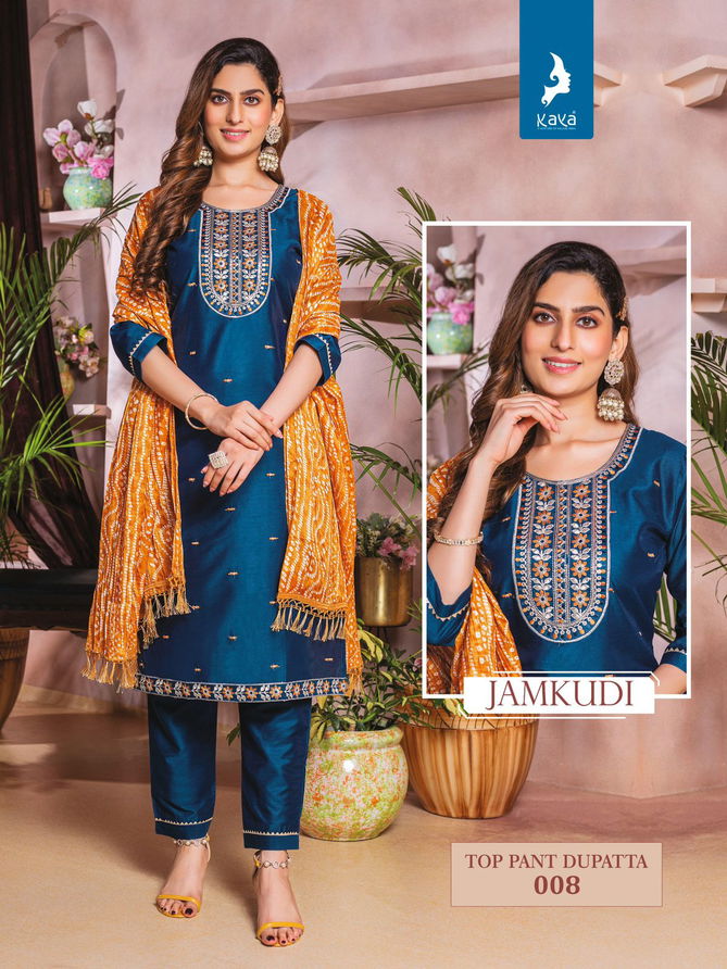 Jamkudi By Kaya Chanderi Silk Kurti With Bottom Dupatta Wholesale Shop In Surat
